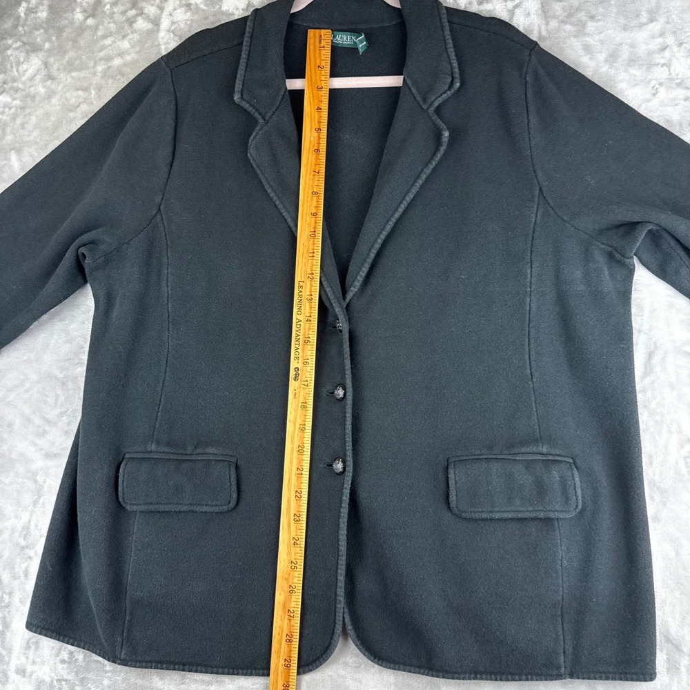 Lauren Ralph Lauren Knit Blazer Womens 3X Black Cotton Blend Button (1554) - Picture 11 of 12